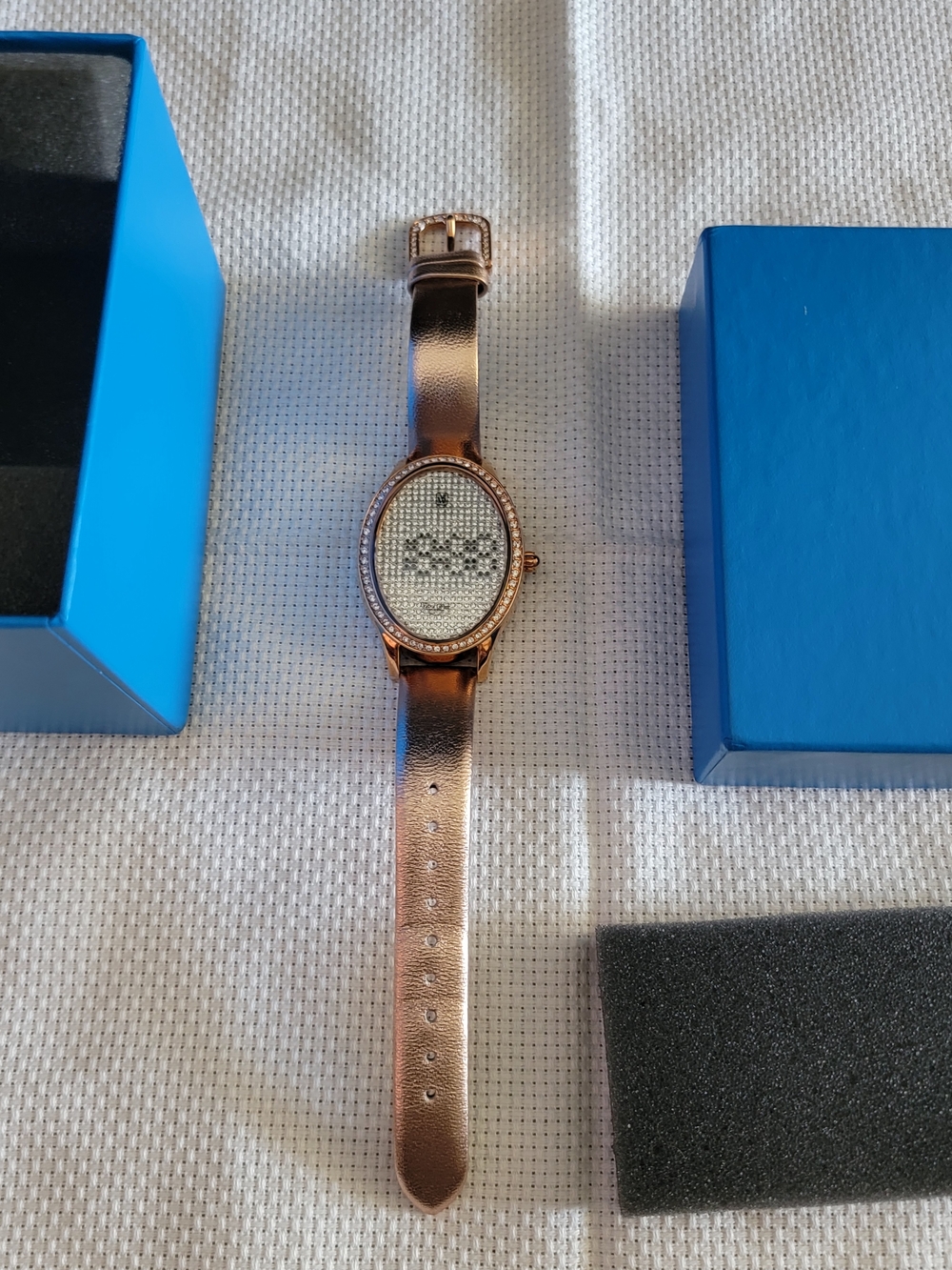 Victoria Wieck Rose Gold Crystal Digital with Metallic Strap